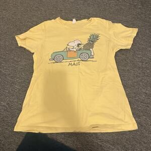 Peanuts Snoopy Yellow Maui Pineapple t-shirt Size Large